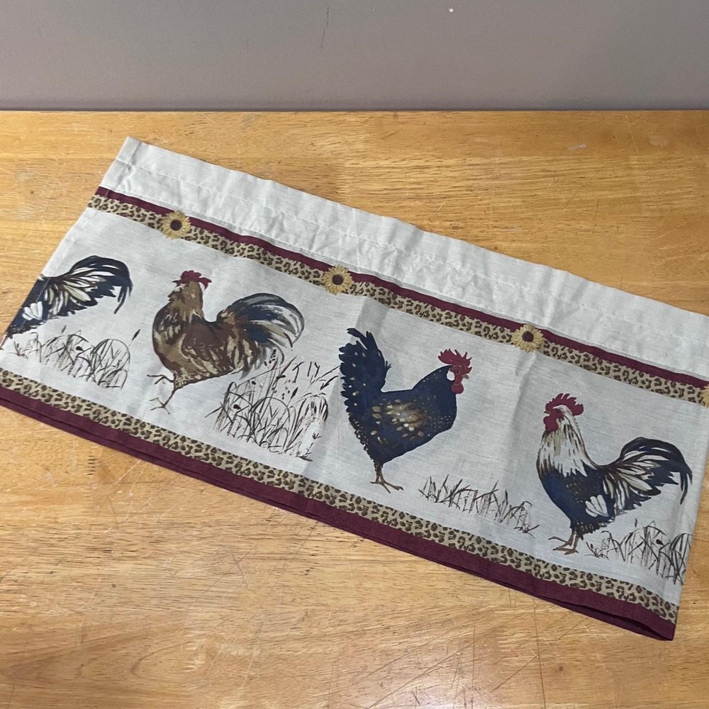 Mainstays Rooster Sunflower Leopard Window Valance French Country Farmhouse